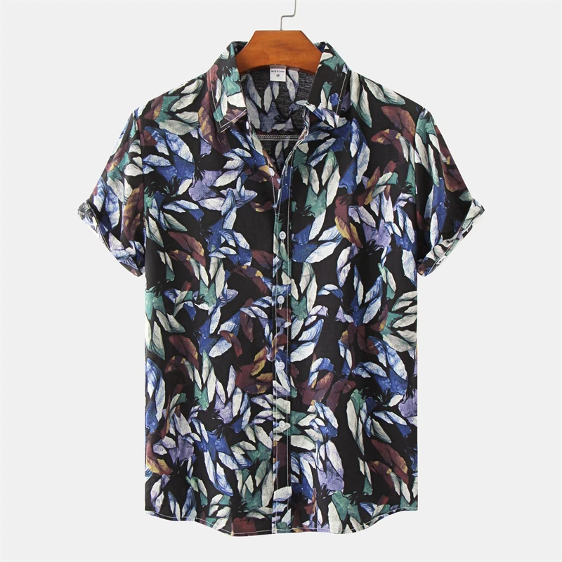 

2023 Summer Mens Hawaiian Shirt 3d Flower Printed Fashion Street Short Sleeve Tops Beach Floral Shirts Loose Male Camisas
