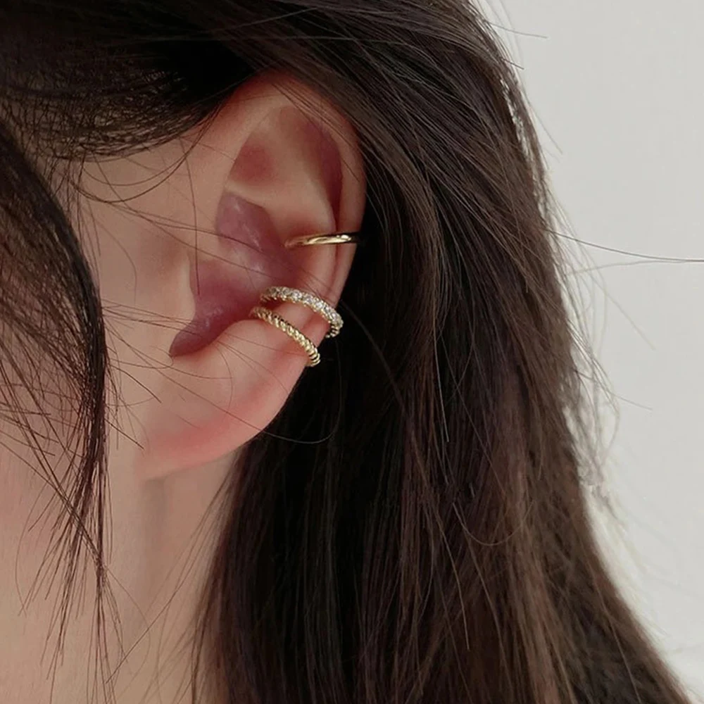 Crystal Clip Earrings for Women Girls Minimalist Metal Mirco Pave Rhinestone Fake Piercing Ear Jewelry