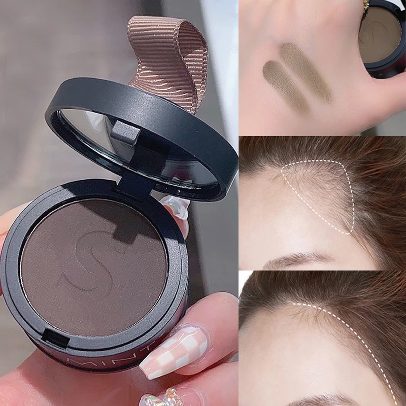 Natural Black Brown Hair Line Powder Waterproof Hair Root Cover Up Instant Fluffy Hair Edge Brow Shadow Contouring Powder Makeup