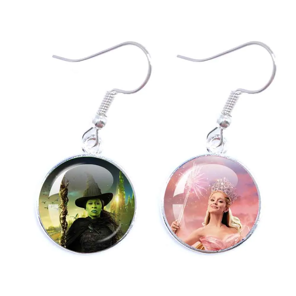 Classic Musical Movie Magic Wicked Witch Glass Glass Cabochon Earrings Drop Earring For Women Girls Cosplay Jewelry Accessories 6