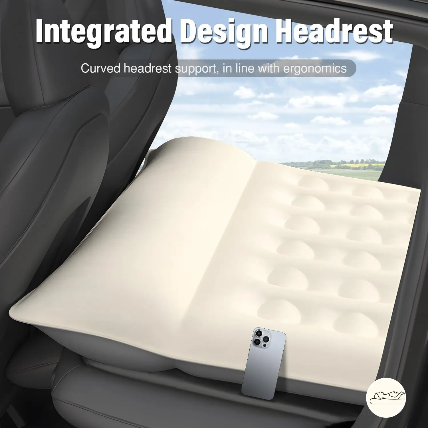 Trunk Camping air Mattress for Tesla Model Y-Camping Bed with Air Pump Travel Outdoor Portable Sleeping Pad Mattress