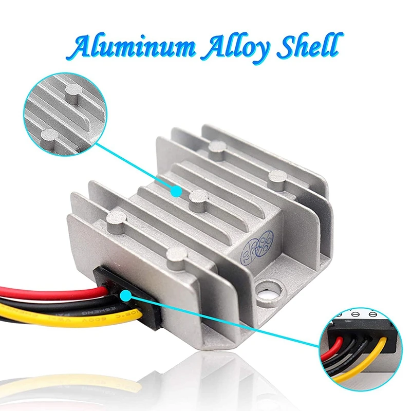 DC 24V 12V 컨버터, 전압 벅 컨버터, 5A 60W, 스텝 다운 변압기, 방수 알루미늄 쉘