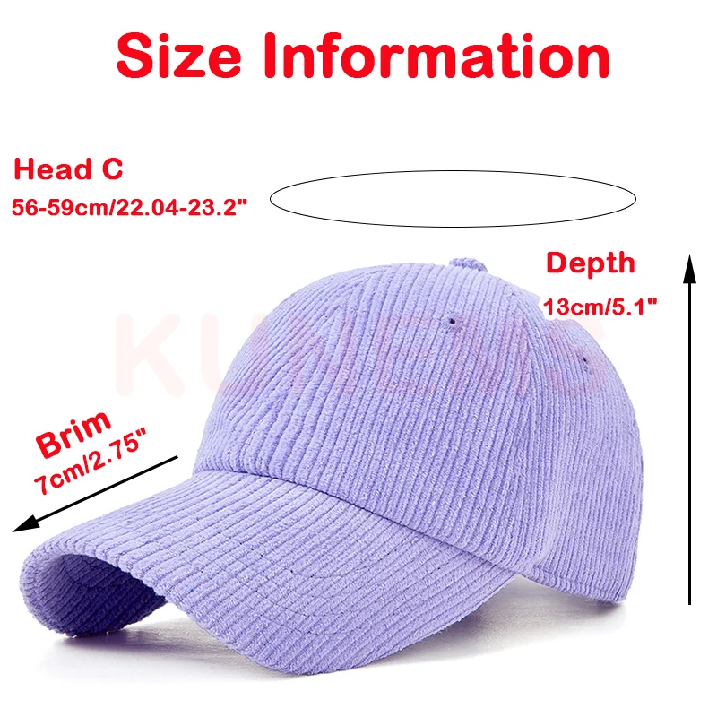 KUNEMS Corduroy Hat for Women and Man DIY Embroidery Baseball Caps Design Print Hats Soft Top Hat Unisex baseball cap,baseball caps,baseball hats