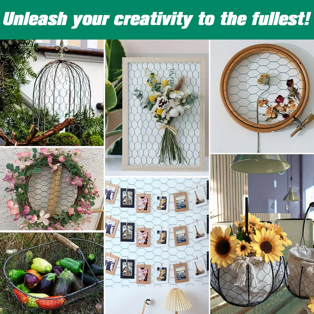 Chicken Wire 39.37x1200in Hexagonal Mesh Chicken Coop Rabbit Wire PVC-Coated Garden Poultry Netting Anti-Rust for Poultry Garden