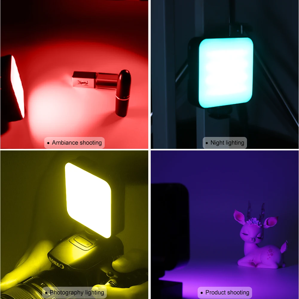 W64RGB 비디오 라이트 휴대용 사진 카메라, 2500K-9000K 조명, 콜드 슈, 카메라 폰 셀카 라이브용 20 색 조정