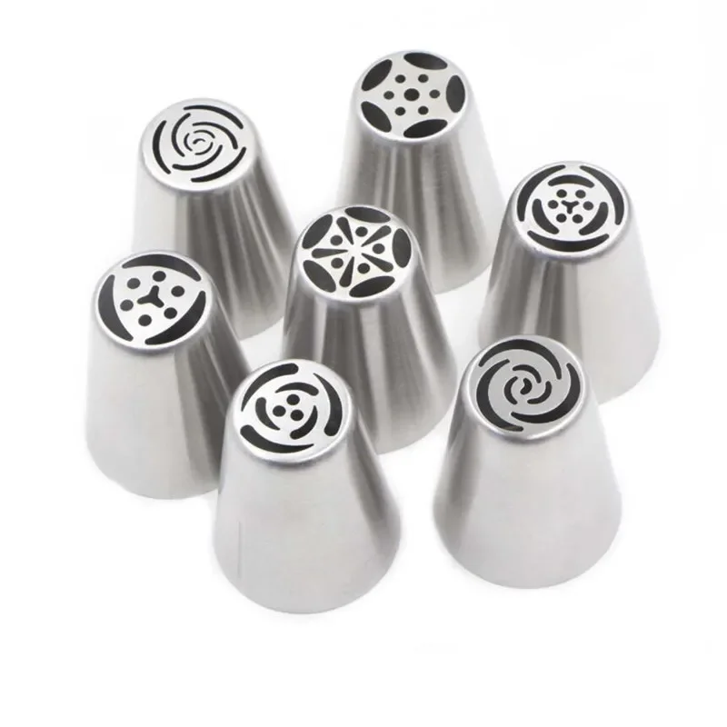 Pastry Nozzles 7pcs Russian For Cream Icing Piping Cake Decoration Tips Leaf Tulip Rose