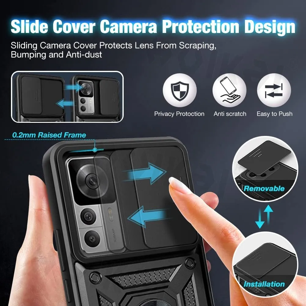 For Xiaomi 13T/13T PRO, Hybrid Armor Slide Cover Camera Card Slot