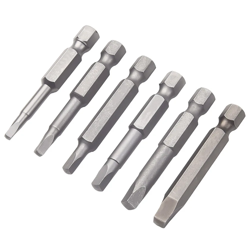 6Pcs Square Screwdriver Bit 1/4'' Hex Shank 50mm Wrench Magnetic Tip Socket Electric Screw Wind Drill Head SQ 1 2 2.74 3 4 5