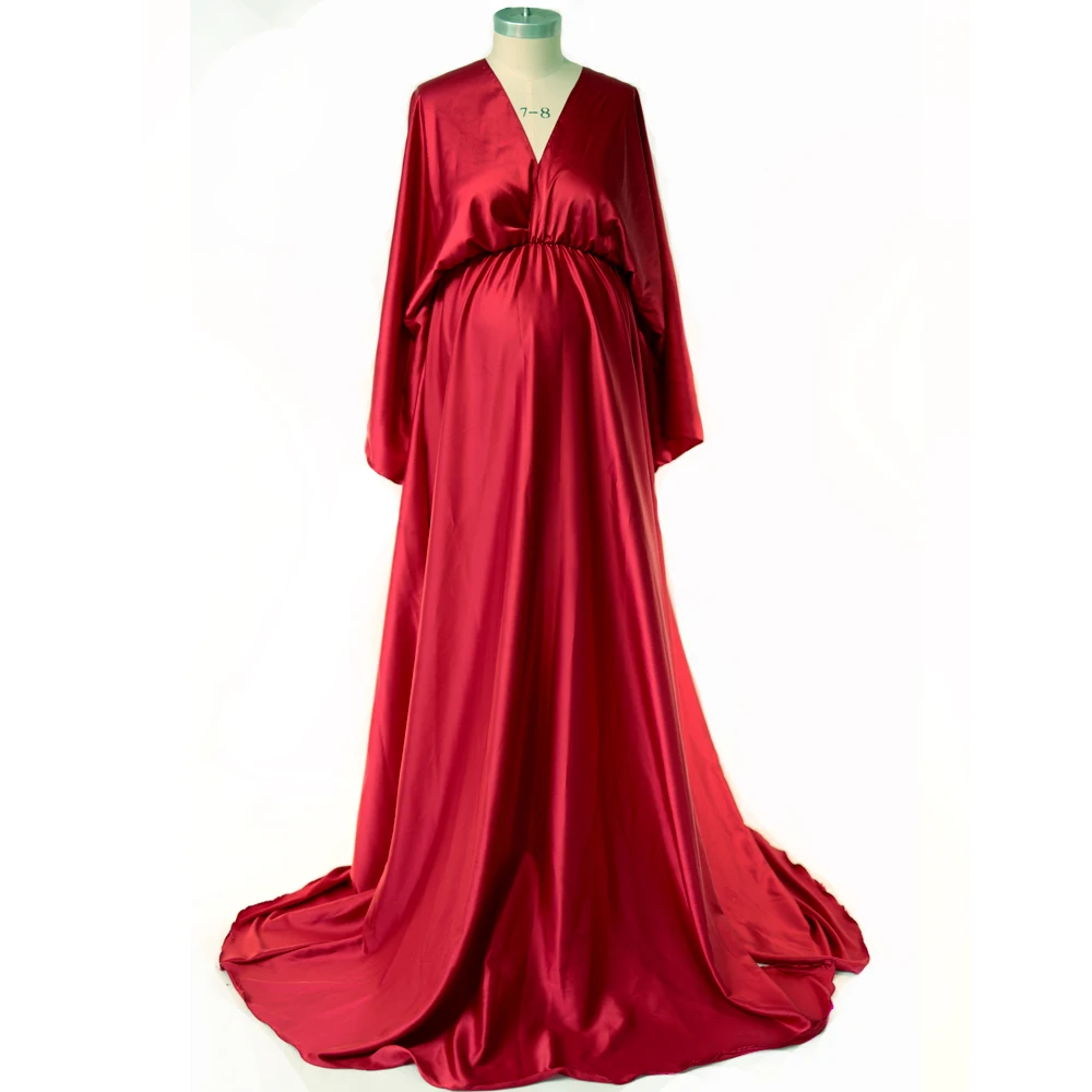 Maternity Photography Gown Elegant Soft Satin Chiffon Long Sleeved Dress Bohemian Photo Shooting Pregnancy Dress 23 S36bbe6dd8c094bc9a90dba3643d05cb1z