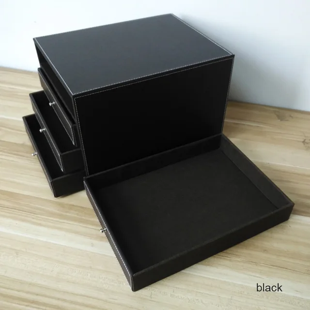 オフィス4段引き出し木製レザーデスクa4ファイルキャビネット引き出し 