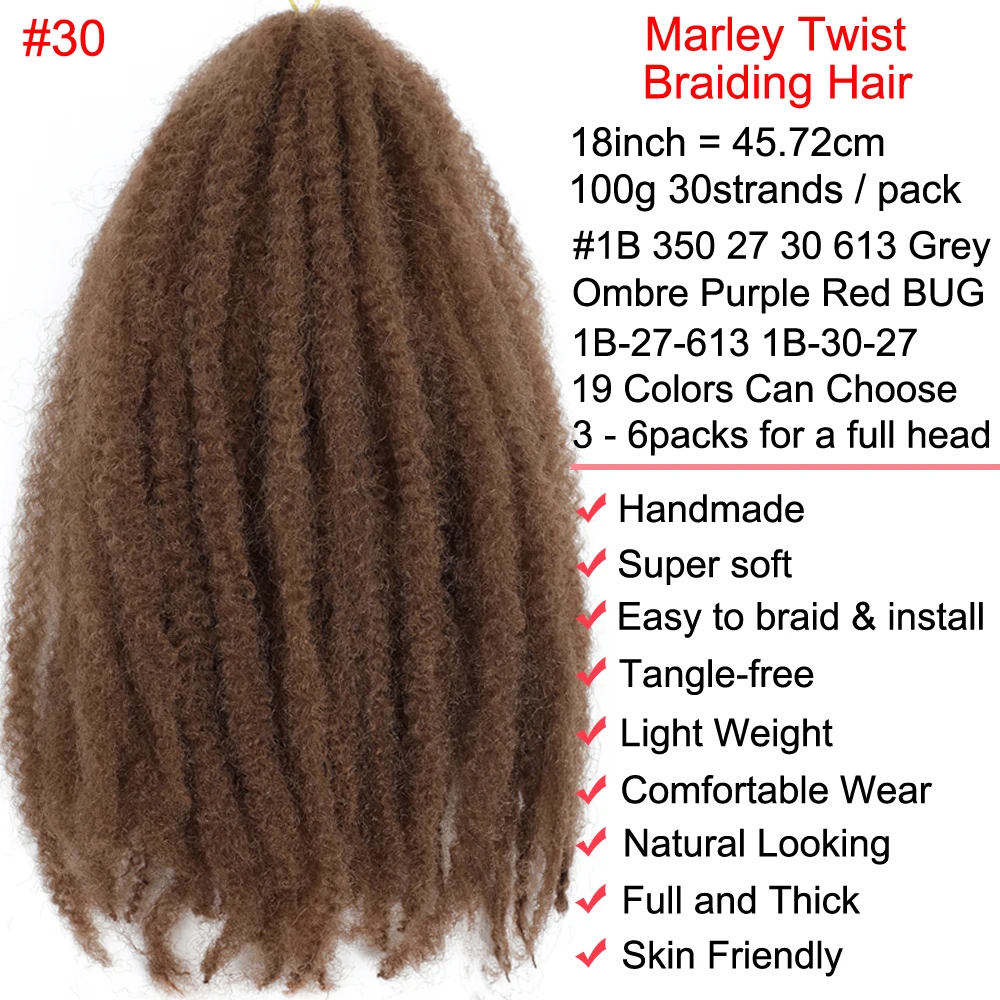 Marley Twists Hair Braiding 18 inch Marley Meche Afro Twist Kinky Crochet Braiding Hair Synthetic Hair Extensions For Women Kids 2