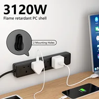 1 ชิ้น UK Compact 5 Socket Power Strip พร้อมการออกแบบติดผนัง, ความต้านทานต่ออุณหภูมิสูงเปลวไฟและไฟแสดงสถานะ 2