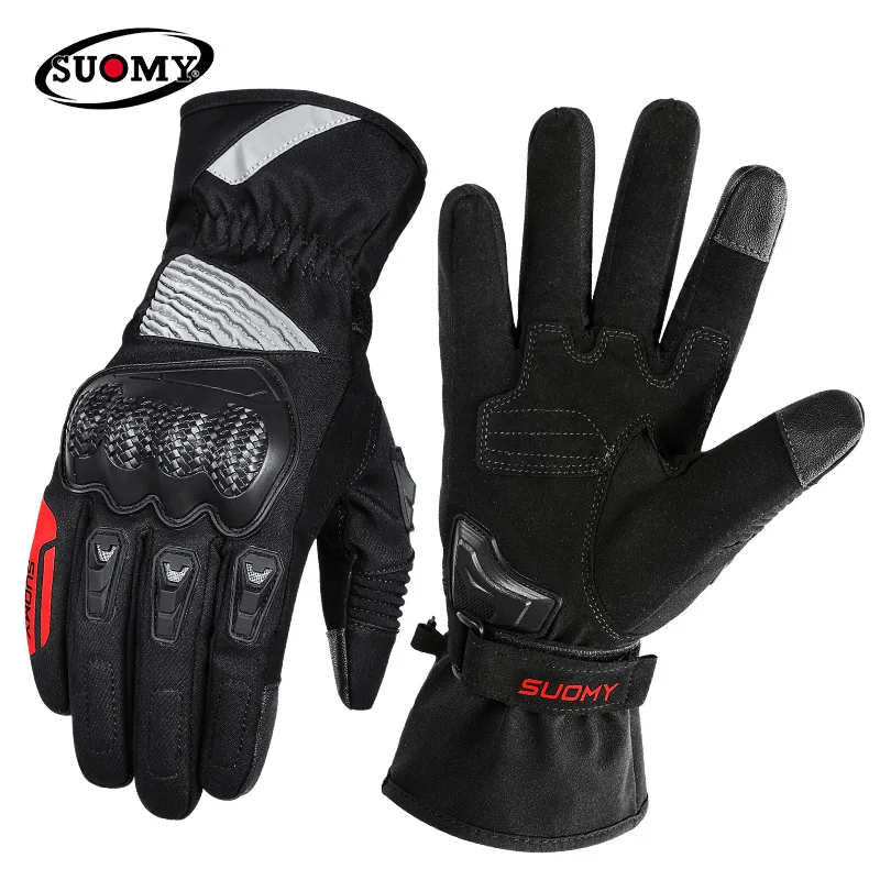

SUOMY Waterproof Skiing Gloves Carbon Fiber Motorcycle Gloves Winter Keep Warm Motocross Glove Motorbike Moto Touchscreen