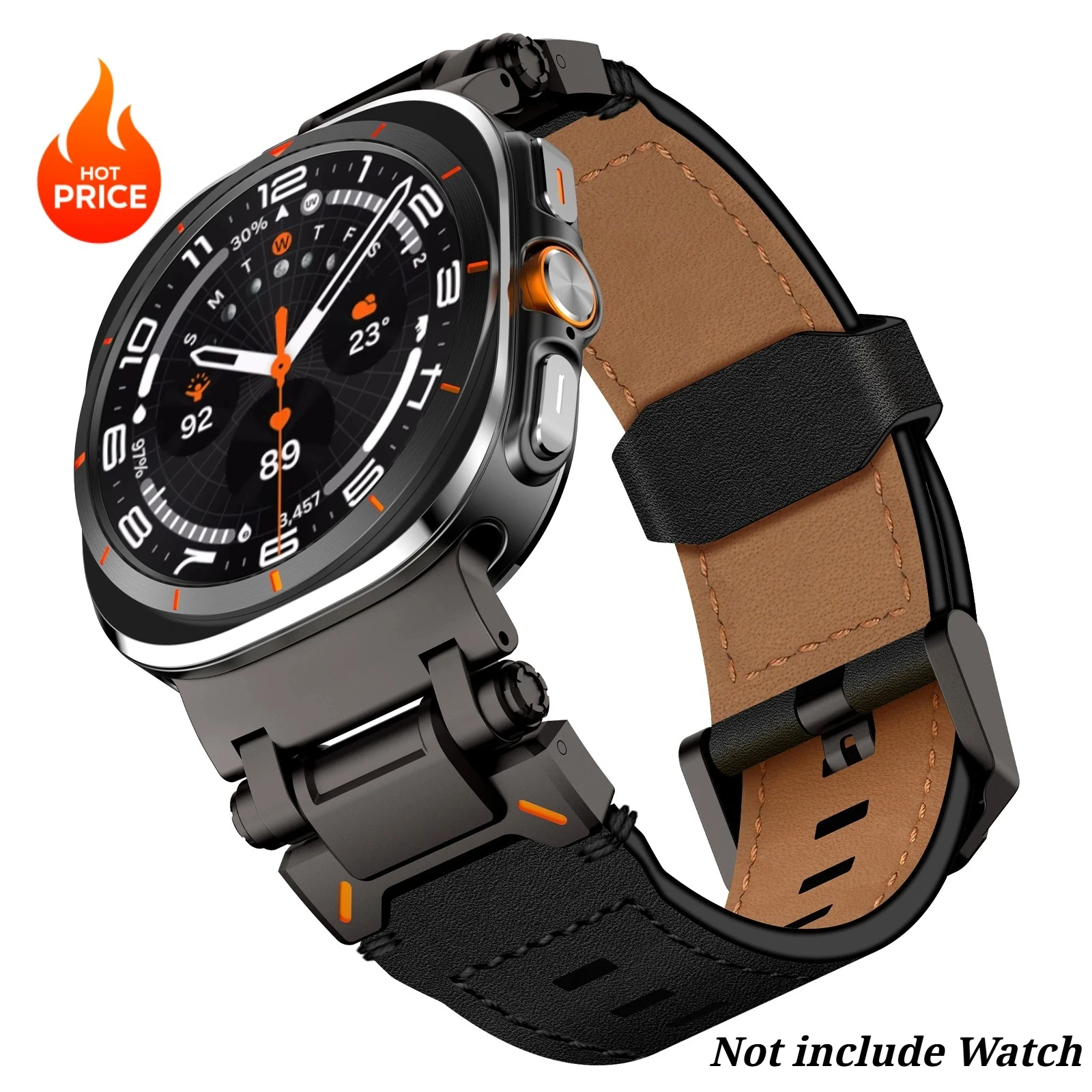 Premium Horse Leather Watch Strap - High-Quality 47MM Leather Band