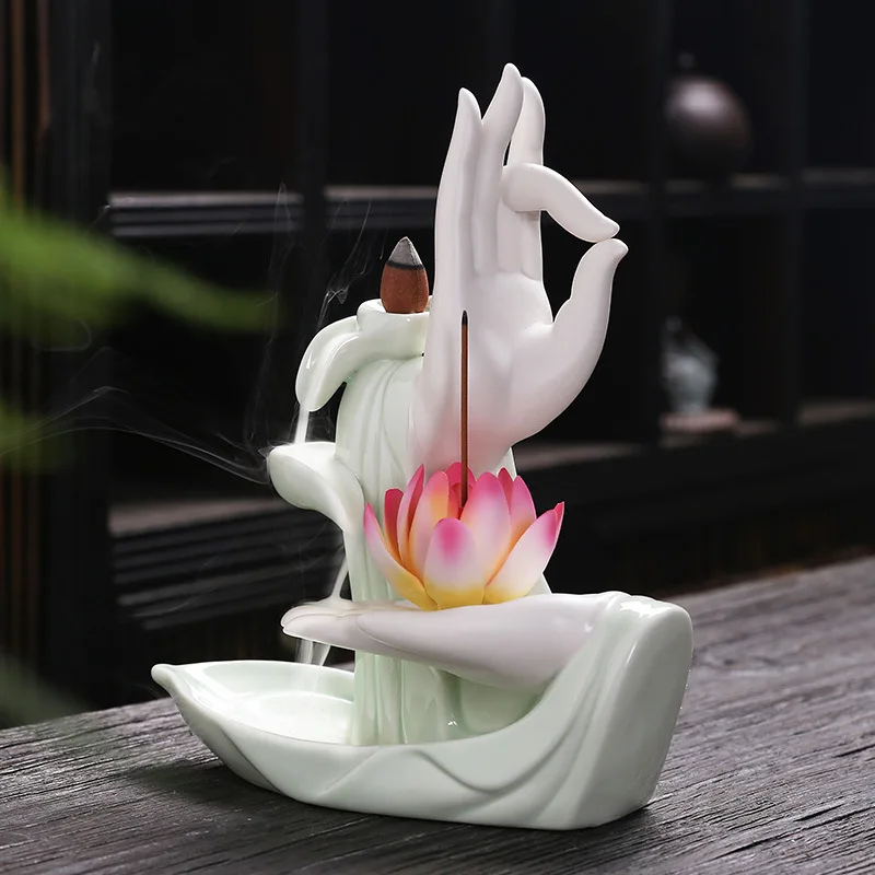 

Factory direct selling celadon bergamot lotus incense plug creative backflow incense burner home decoration incense incense