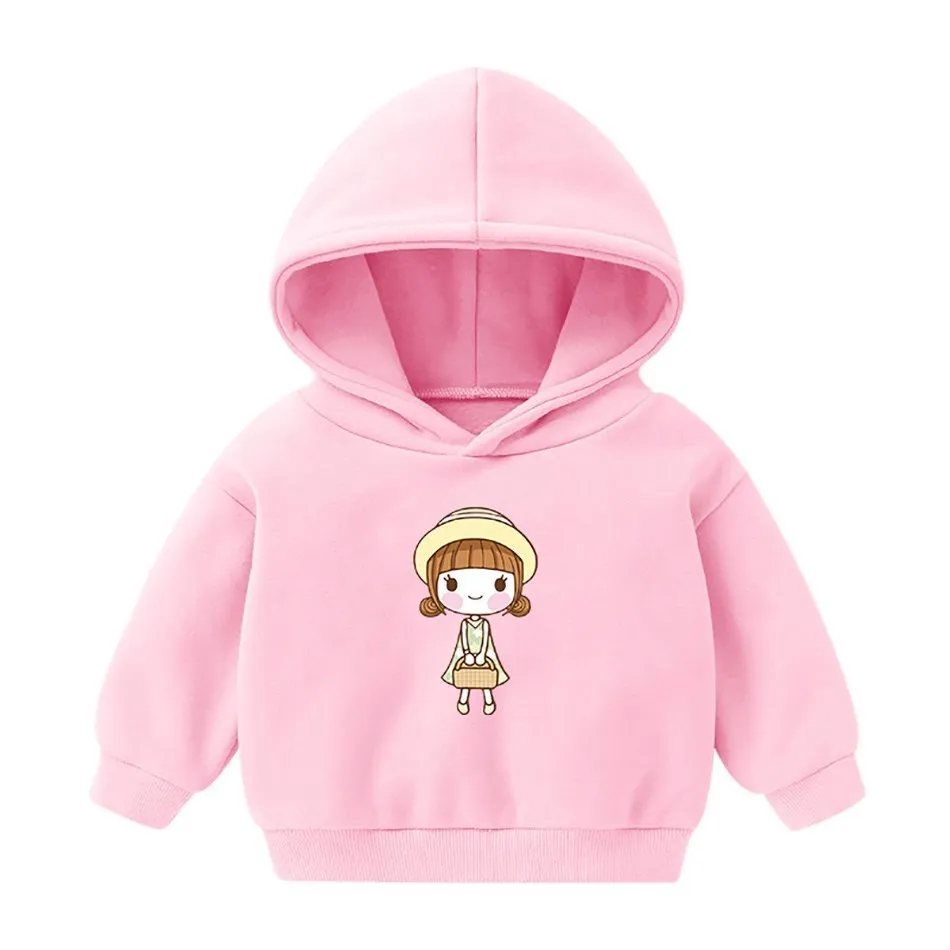 Baby Hoodie Children's Cute Cartoon Long-sleeved Plus Velvet Jacket Kids Winter Sweater Baby Girl Boy Sweatshirt 12M-6T