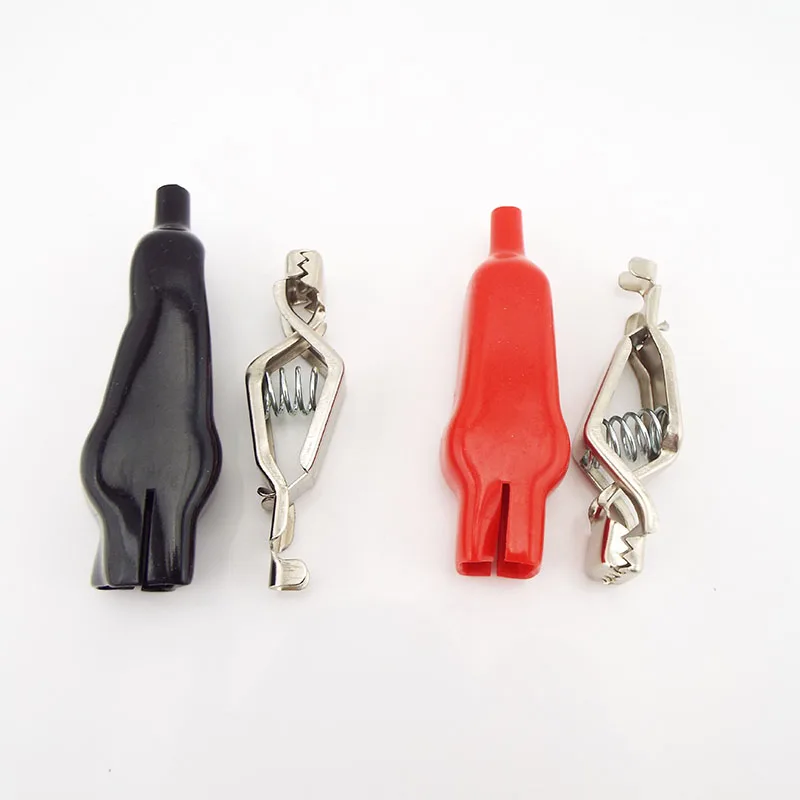 20A Sheathed Crocodile Alligator Clips battery clips red black Electrical DIY Test Leads Jumper Wire Cable Roach alligator clips
