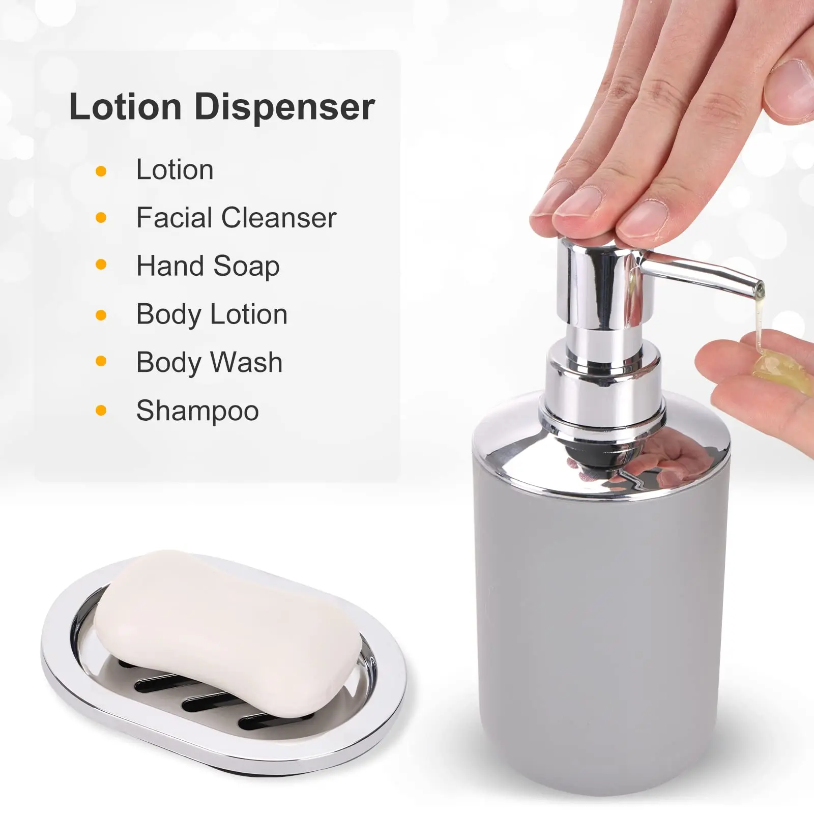 Bathroom Accessories, 8 Piece Bathroom Accessories Set with Trash Can, Toothbrush Holder and Cup, Soap Dispenser and Dish
