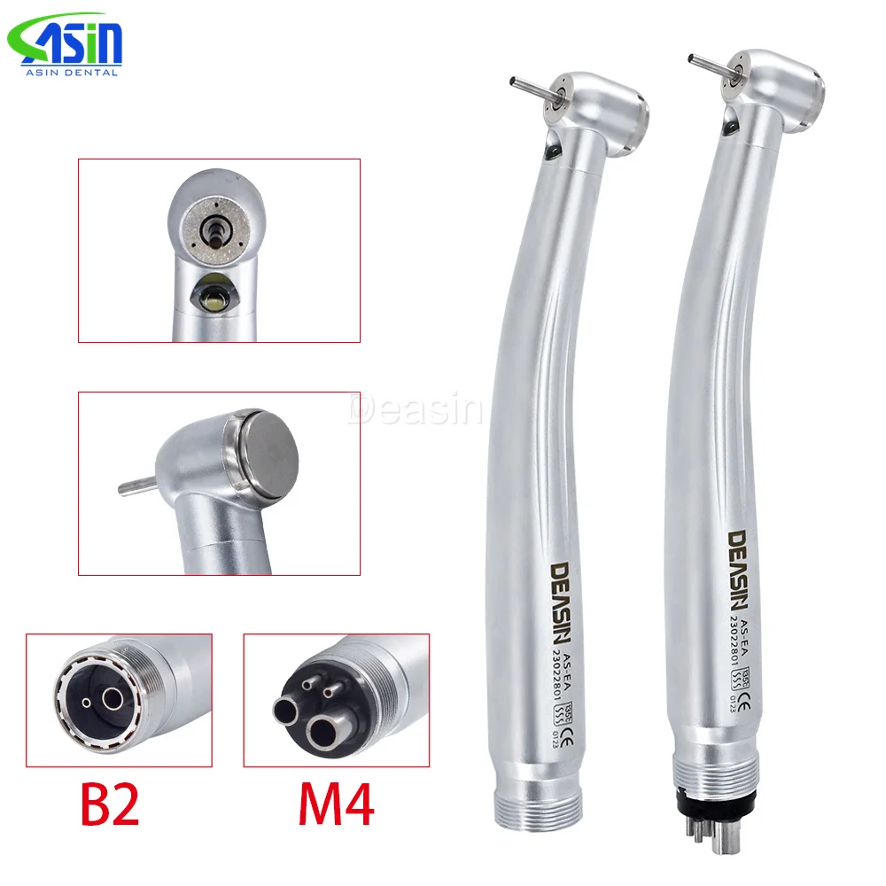 

Dental LED High Speed Handpiece Standard Head Push Button Three Water Spray E-generator Air Turbine 2/4 Holes Dentistry Tool