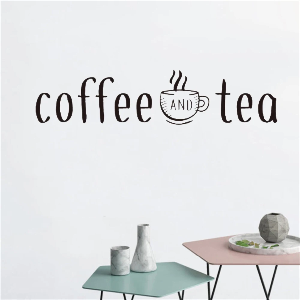 Coffee And Tea Wall Stickers Kitchen Decoration Wall Decals Home Kitchen Art Design Sticker Coffee Bar Quotes Sticker