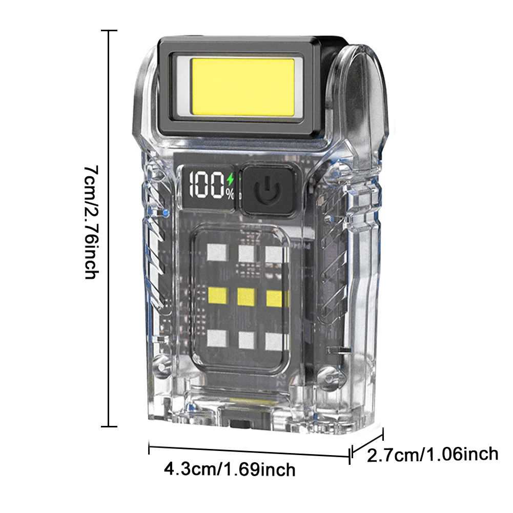 COB + SMD LED 야외 미니 손전등 회전식 휴대용 토치 램프 전원 디스플레이 여행용 비상 조명용 강력한 손전등