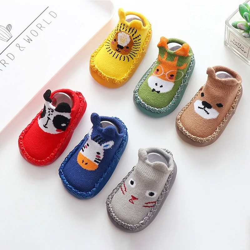 Cartoon Animals Baby Socks Shoes Color Matching Soft Soled Child Floor Sneaker Infant First Walkers Toddler Booties 0-2 Years