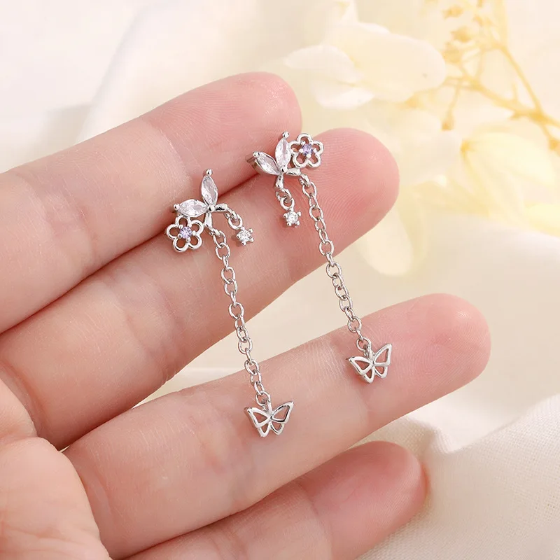 925 Sterling Silver Female Luxury Crystal Round Stud Earrings Vintage Wedding Jewelry White Zircon Stone Earrings 6