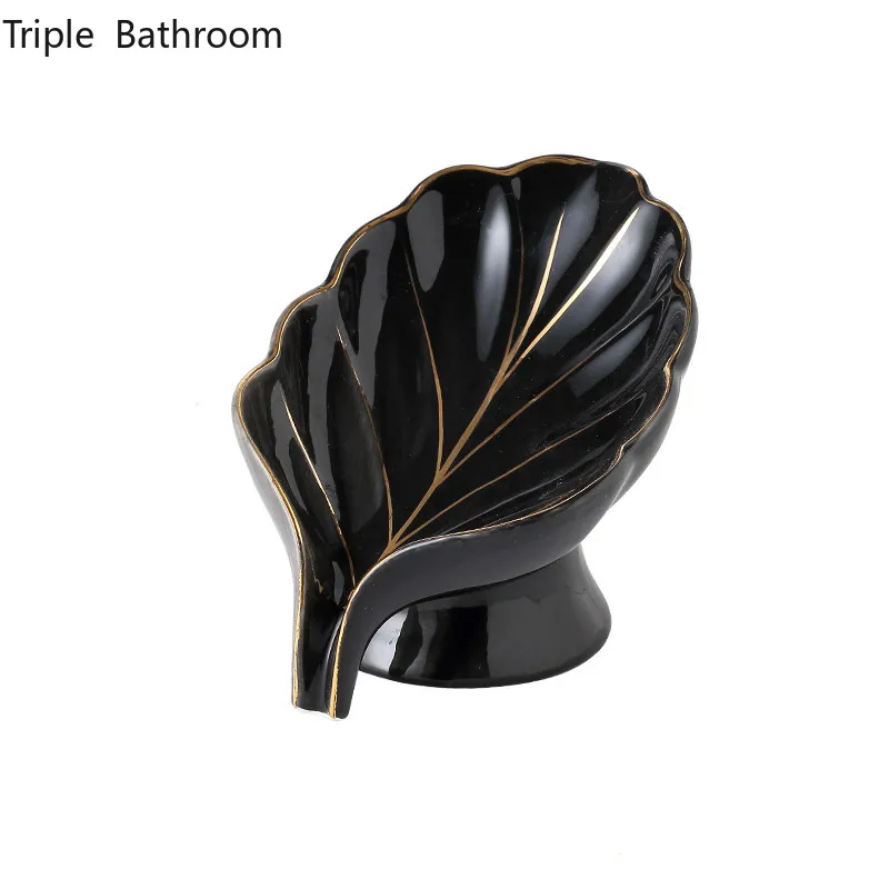 

Ceramics Leaf Shape Soap Box Drain Soap Holder Box Luxury Bathroom Accessories Supplies Heart Shape Soap Dish Tray Gadgets