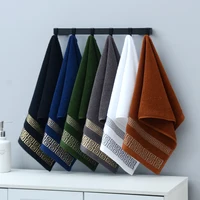 Serviettes de bain en coton noir, couverture 34x74cm/70x140cm, serviette de bain brodée de qualité hôtelière pour adultes, cadeau de noël, 1/5/10 pièces 5