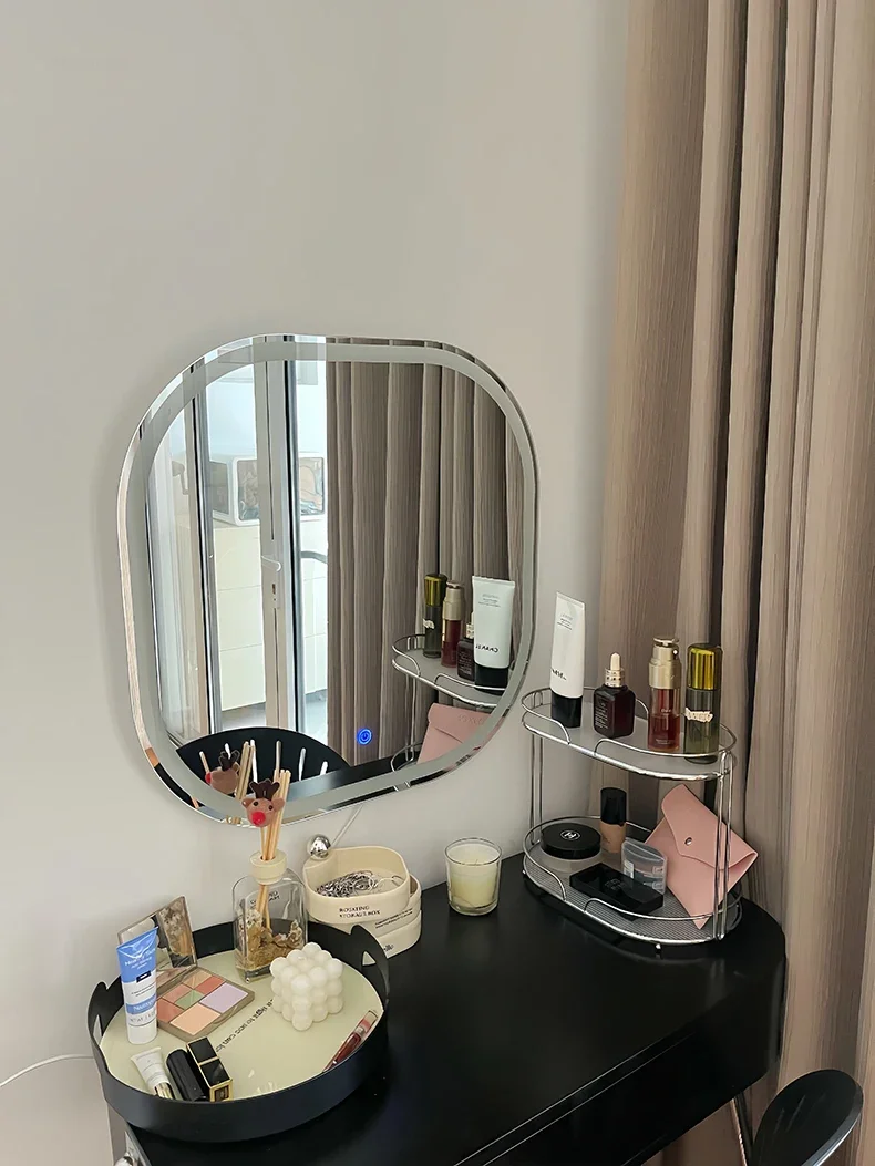 Description Picture 5 of itemModern Wall-mounted Mirror for Dressing Table Rounded Corner Glass Touch Screen Bath Mirrors Light Luxury Mirrors for Bedroom