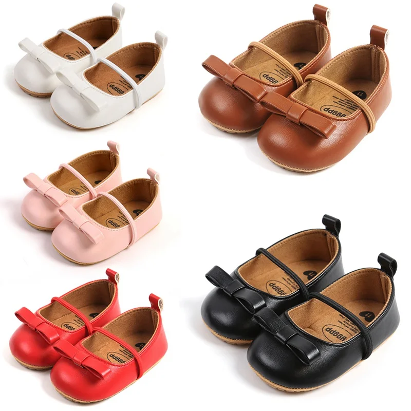 New Baby Girls Shoes Princess Cute Bowknot Non-slip Rubber Soft-Sole Flat PU First Walker Infant Footwear Crib Shoes baby shoes children flats