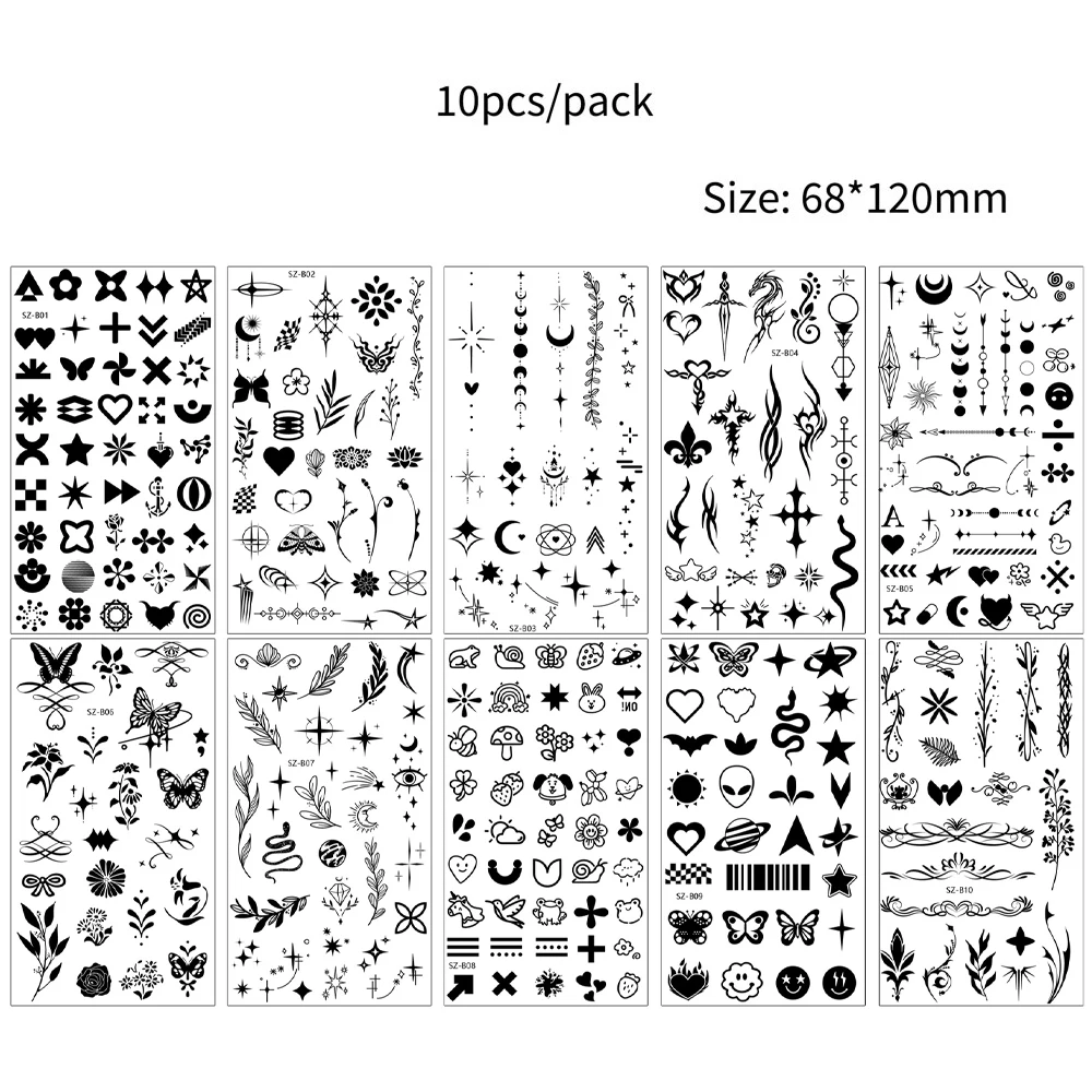10 Blatt Mini-Finger-Tattoo-Aufkleber, wasserdicht, temporäre Tattoos für Frauen und Männer, Hand-Tattoo, Fake-Tattoo für Arm, Gesicht, Knöchel – Detail 5