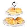 Wooden 2 Tiered Tray Round Farmhouse Kitchen Table Decor Serving Tier Tray Food Fruits Cupcake Display Coffee Bar Home Party 1