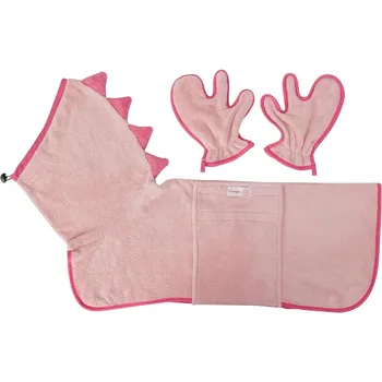 Super Soft Fast-Drying Dog Towel Set for Cold Weather, Beach, Pool - Adjustable Microfiber Bath Robe with Drying Gloves for Cat 2