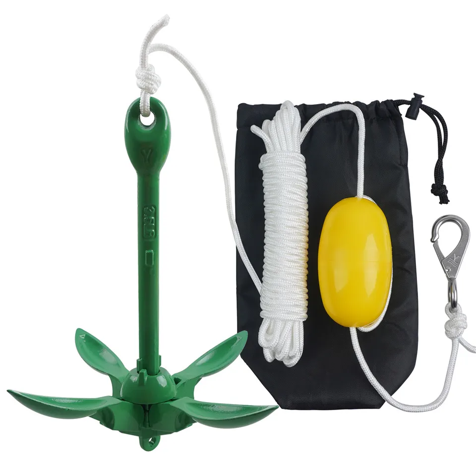 Ancora Pieghevole In Alluminio Per Barca, Kayak E Paddle Board - Kit Completo Con Corda Gialla E Borsa - 330g, Capacità Di Carico Elevata, Blu