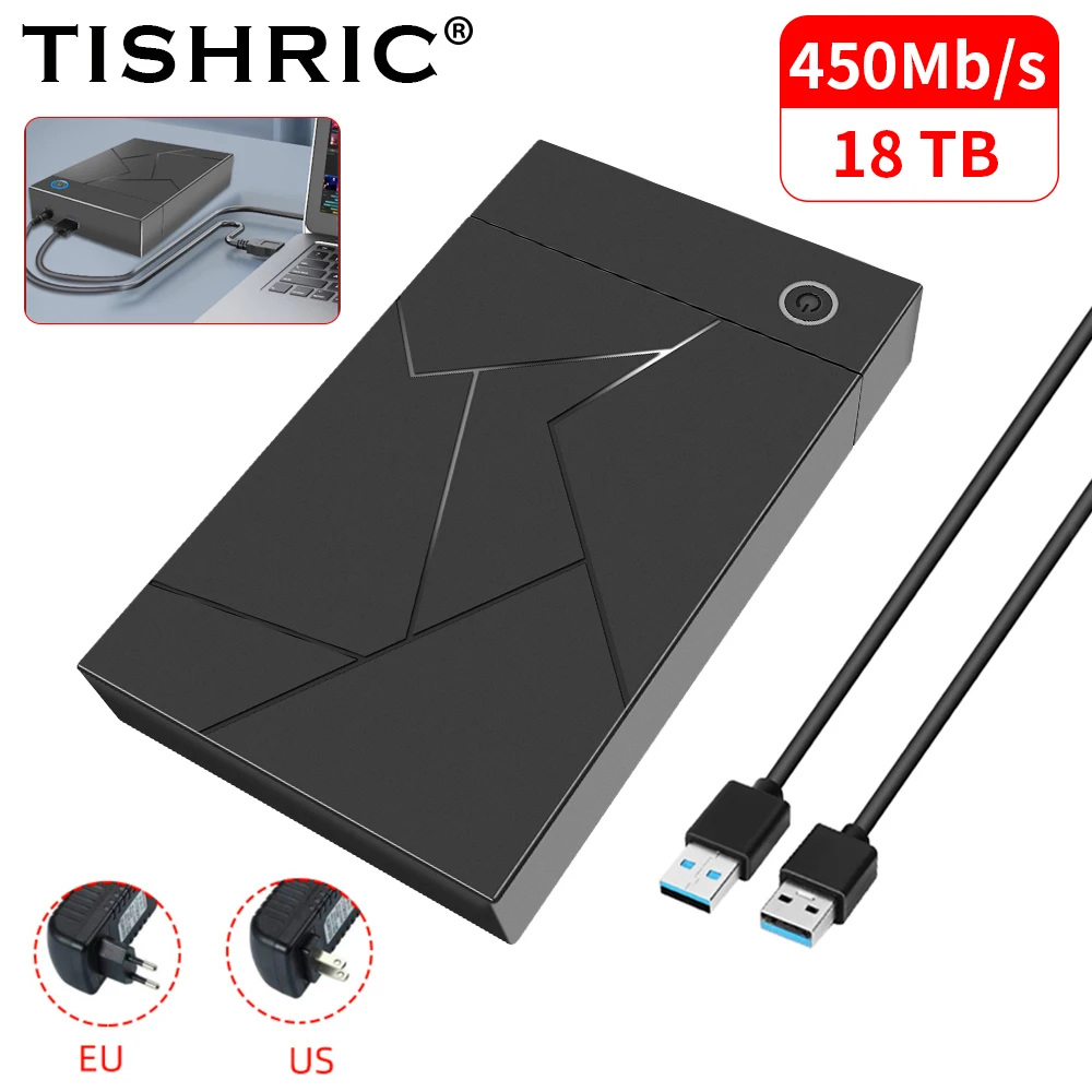 TISHRIC 3.5 Inch USB 3.0 to SATA Port SATA Hard Drive Case SSD Hard