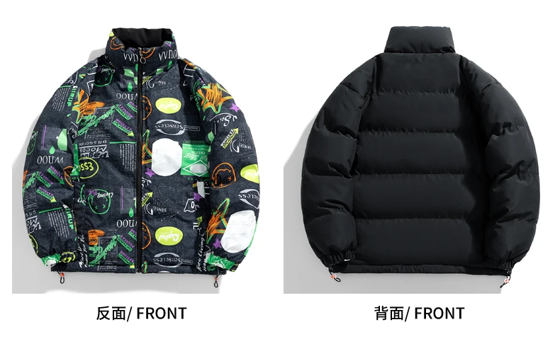 Men's  Luxury Brand Padding Jacket Solid Color Collar Fashion Casual Double-sided Cotton Coat Padded Warm Men's Clothing