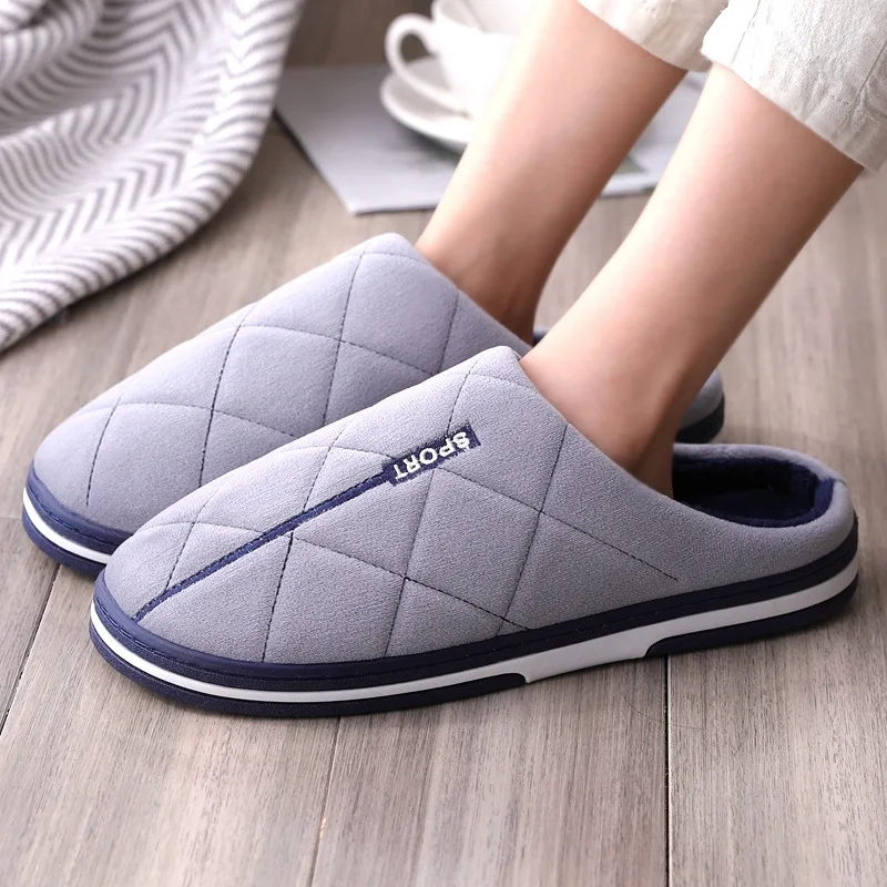 

Men Autumn Winter Warm Big Size Cotton Fur Slippers Large Size Plus Male Home Bedroom Casual House Indoor Non-Slip Fluffy Shoes