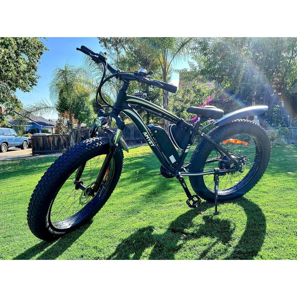 

Electric Bike 1500W Electric Bicycle 48V 15AH Battery 26" Fat Tire Mountain 28mph 7 Speed Gears Dual Shock Absorber, E Bike