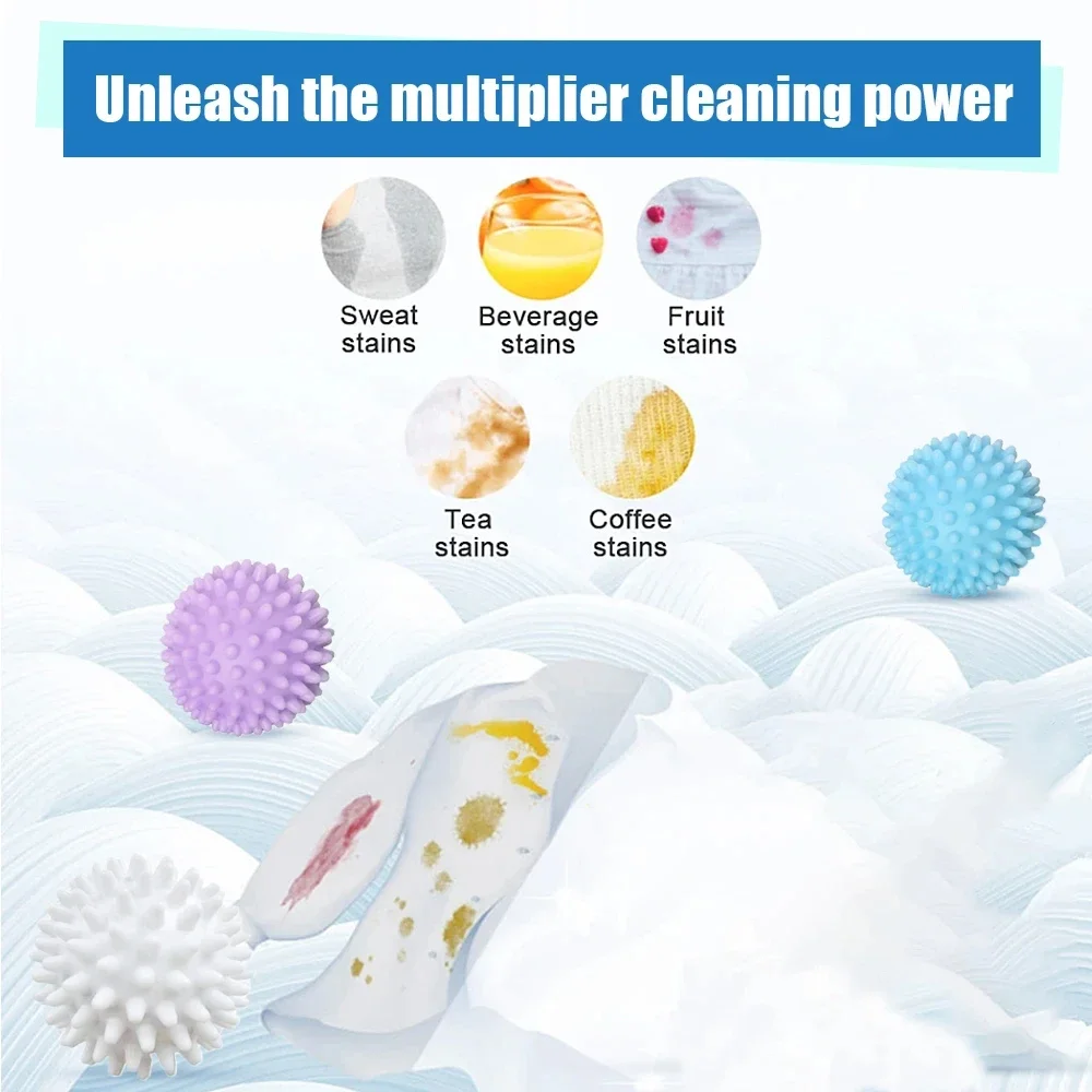 PVC Dryer Ball Reusable Laundry Ball Washing Machine Drying Fabric Softener Home Clothe Cleaning Tool Accessrices 2/6Pcs