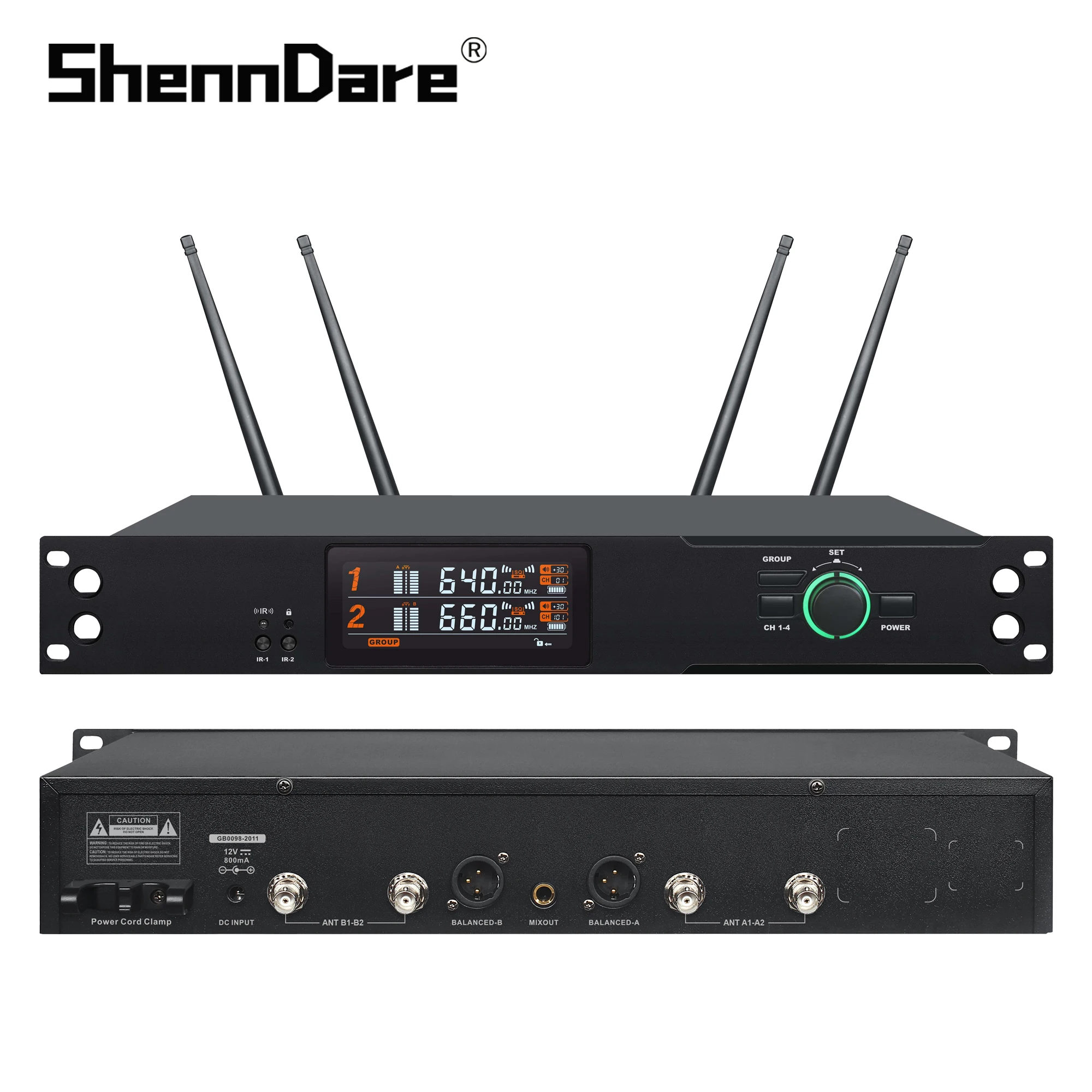 Shenndare KT-8002 2 Channels True Diversity Wireless Microphone System Conference Church Kara Ok Mic Uhf Frequency Large Range