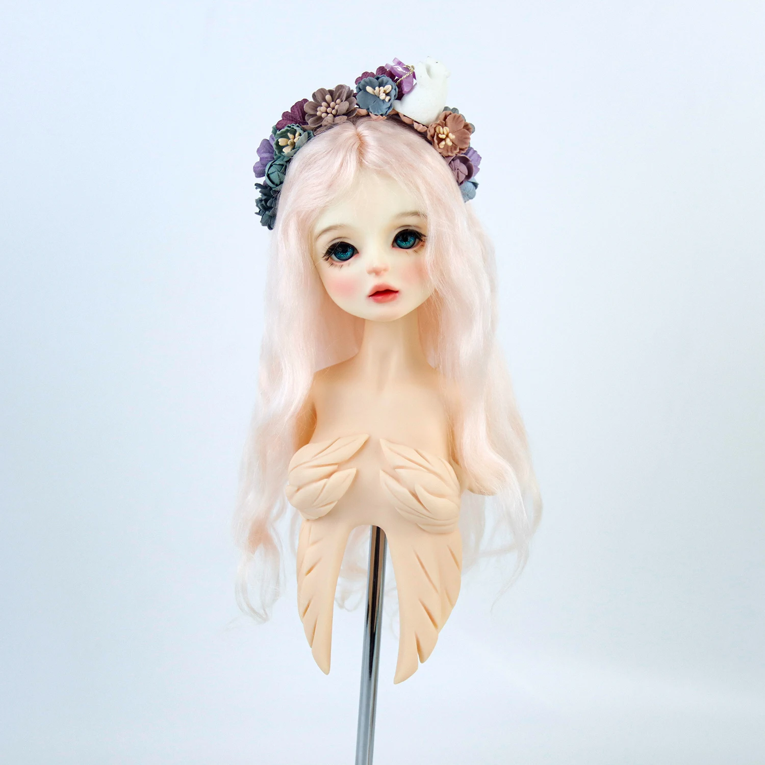 1/3 BJD Mohair Hair new pink real mohair Doll Wigs 8-9'' Head Size For Dollfie Dream Dolls Make Accessories DDH DIY Hair