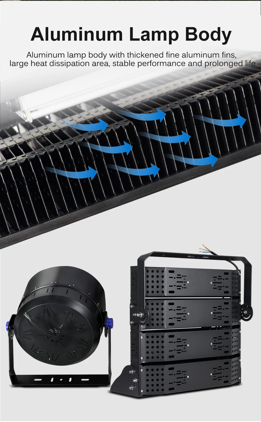 LED-Chip mit Hoher Helligkeit 6000K 130LM/W Weitwinkel 60° ° IP65 Wasserdichte Hocheffiziente LED-Stadionbeleuchtung mit Verstellbarem Halter – Detail 10