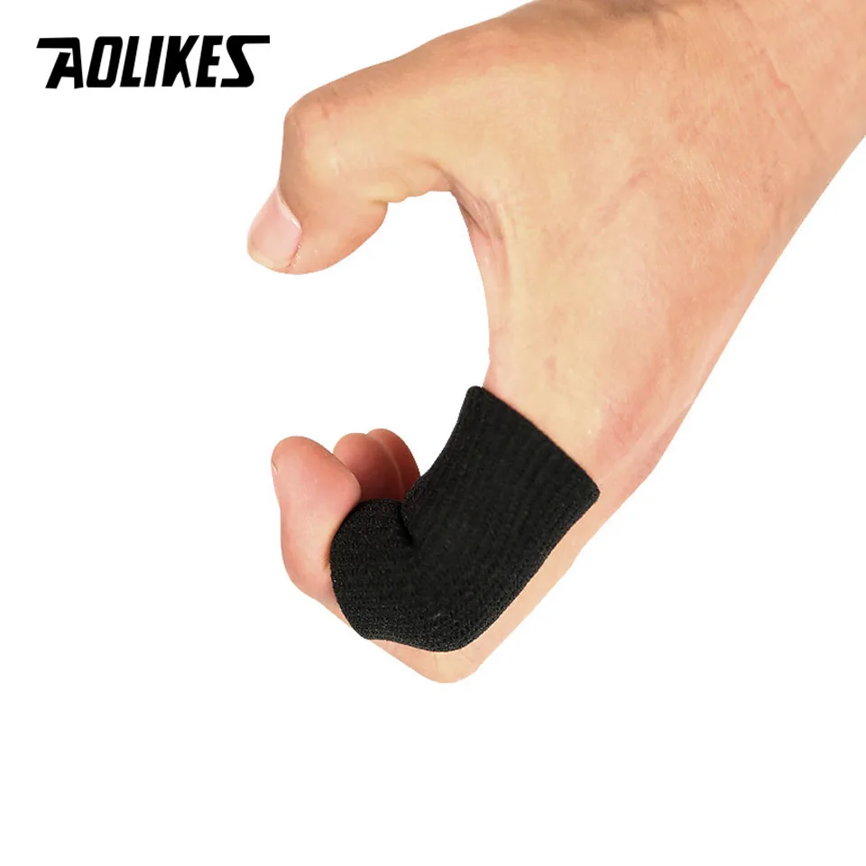 AOLIKES 10PCS/Lot Elastic Finger Sleeves Basketball Sports Safety Thumb Brace Protector For Volleyball Badminton Gym Health Care