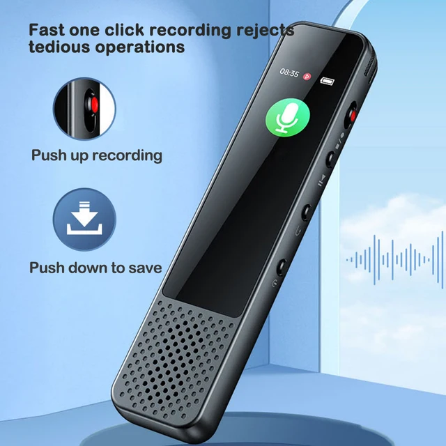 Enregistreur Vocal Haute Qualité 3072 Kbps – Activation Vocale, Réduction De Bruit, Rechargeable USB, 64 Go