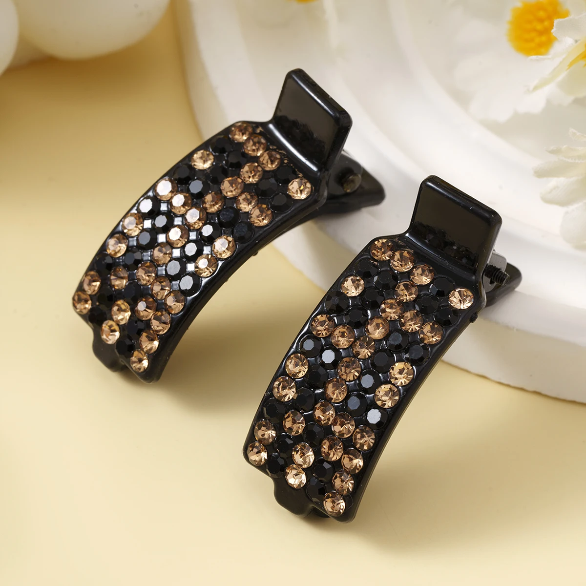 2Pcs Neue Strass Pony Entenschnabel Haar Clips Barrettes Kleine Bogen Haar Klaue Haar Zubehör Für Frauen Haarnadel Pferdeschwanz headwear – Detail 9