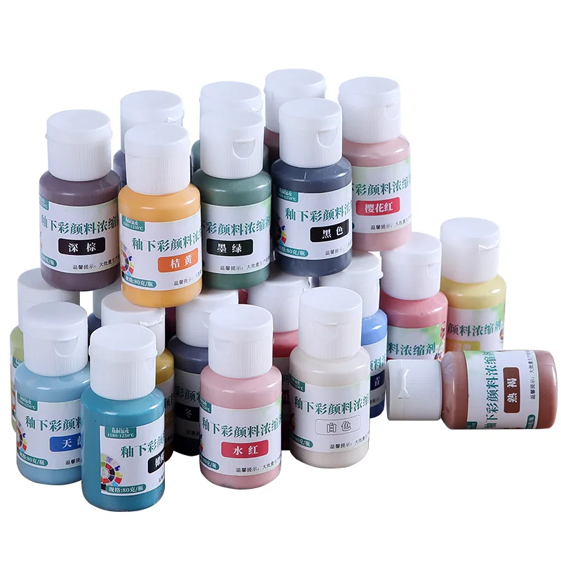 80g 세라믹 Underglaze 색상 안료 중간 온도 1180-1250 ° C 세라믹 DIY 페인팅 안료 농축액 24색