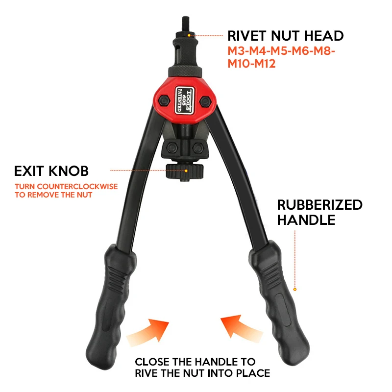 Hand Insert Rivet Nut Tool Manual Mandrels M3 M4 M5 M6 M8 M10 M12 Labor-saving Hand Riveter BT-605 Riveter Gun Tool allsome bt 607 16 manual riveter gun hand rivet tool kit rivet nut setting tool nut setter m3 m4 m5 m6 m8 m10 m12