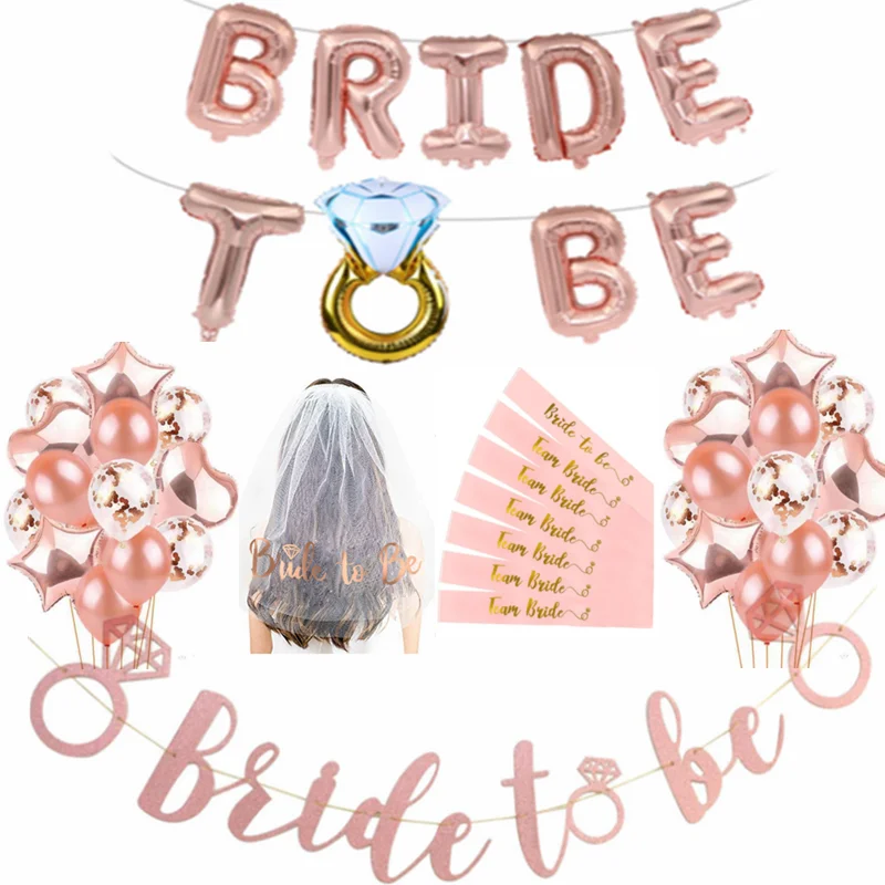 Rose Gold Team Bride To Be Balloons Bridal Crown Sash Badge Bachelorette  Party Wedding Decoration Hen Party Accessories Supplies - Price history &  Review, AliExpress Seller - joy-enlife Official Store