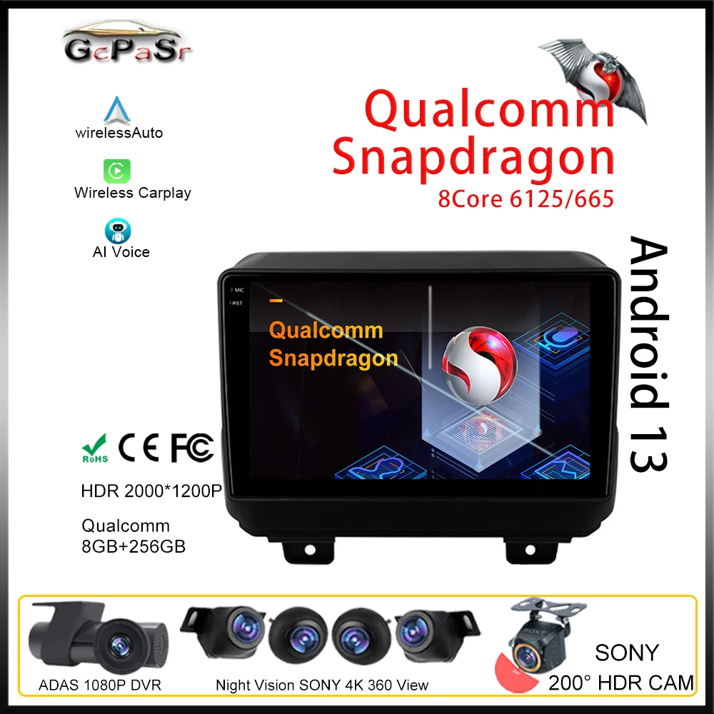 

Qualcomm Android Autoradio Carplay For Jeep Wrangler 4 JL 2018 2019 Car Radio Multimedia Video Player Navigation 5G No 2Din DVD